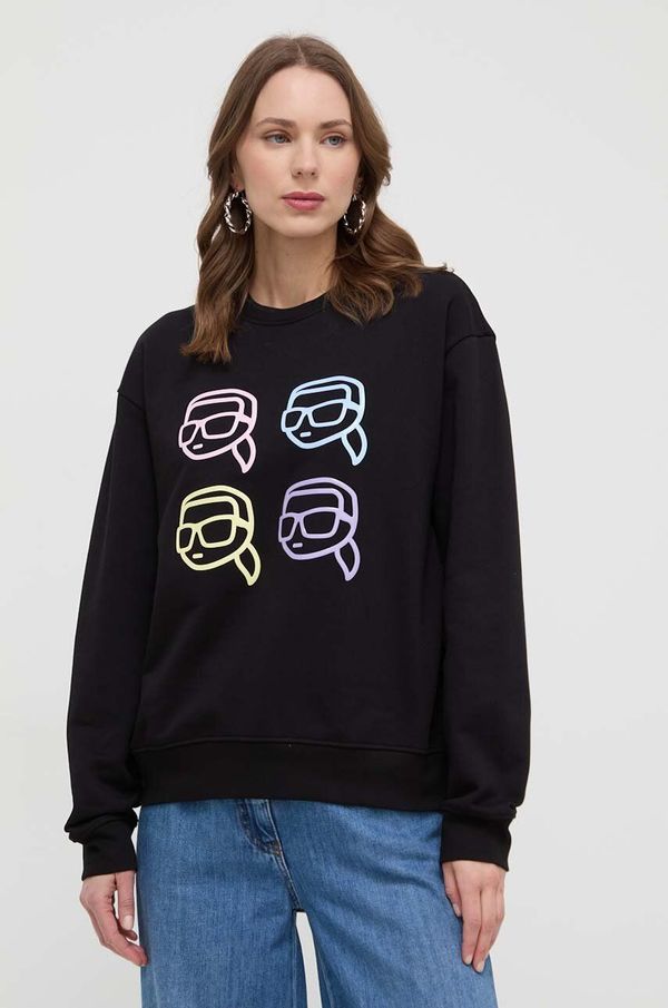 Karl Lagerfeld Pamučna dukserica Karl Lagerfeld za žene, boja: crna, s aplikacijom