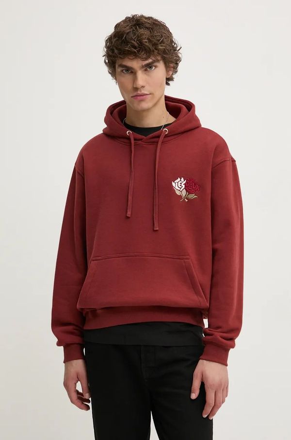 Les Deux Pamučna dukserica Les Deux za muškarce, boja: crvena, s kapuljačom, s aplikacijom