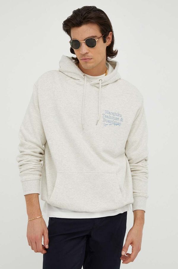 Les Deux Pamučna dukserica Les Deux za muškarce, boja: siva, s kapuljačom, s tiskom