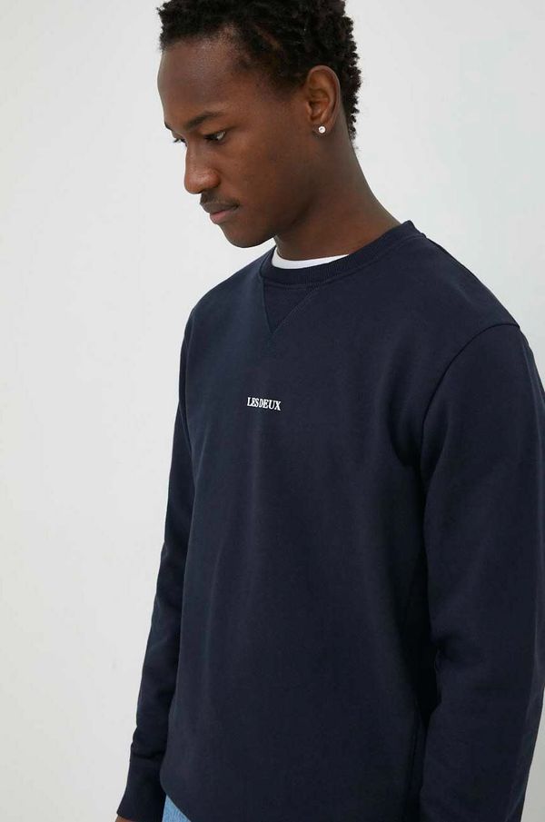 Les Deux Pamučna dukserica Les Deux za muškarce, boja: tamno plava, s tiskom