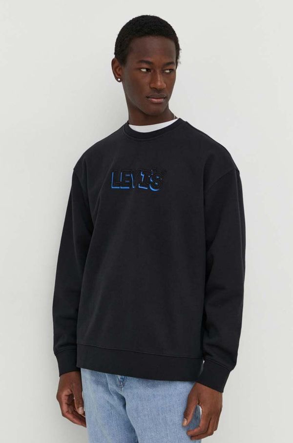 Levi's Pamučna dukserica Levi's za muškarce, boja: crna, s tiskom