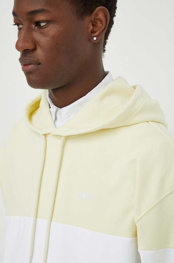 Levi's Pamučna dukserica Levi's za muškarce, boja: žuta, s kapuljačom, s uzorkom