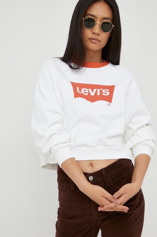 Levi's Pamučna dukserica Levi's za žene, boja: bež, s tiskom
