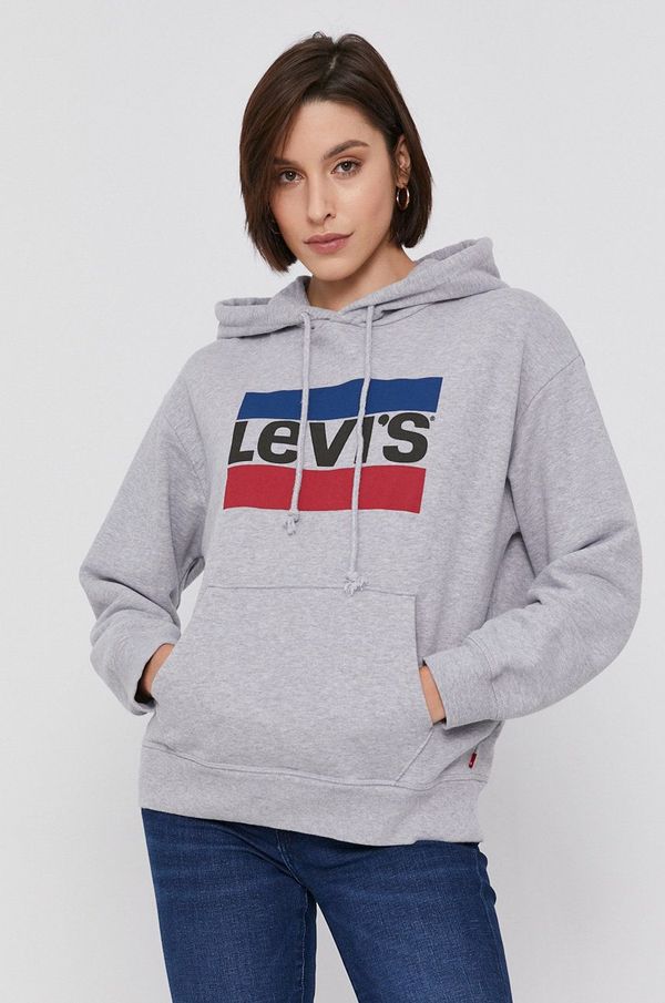 Levi's Pamučna dukserica Levi's za žene, boja: siva, s kapuljačom, 18487.0059-Greys