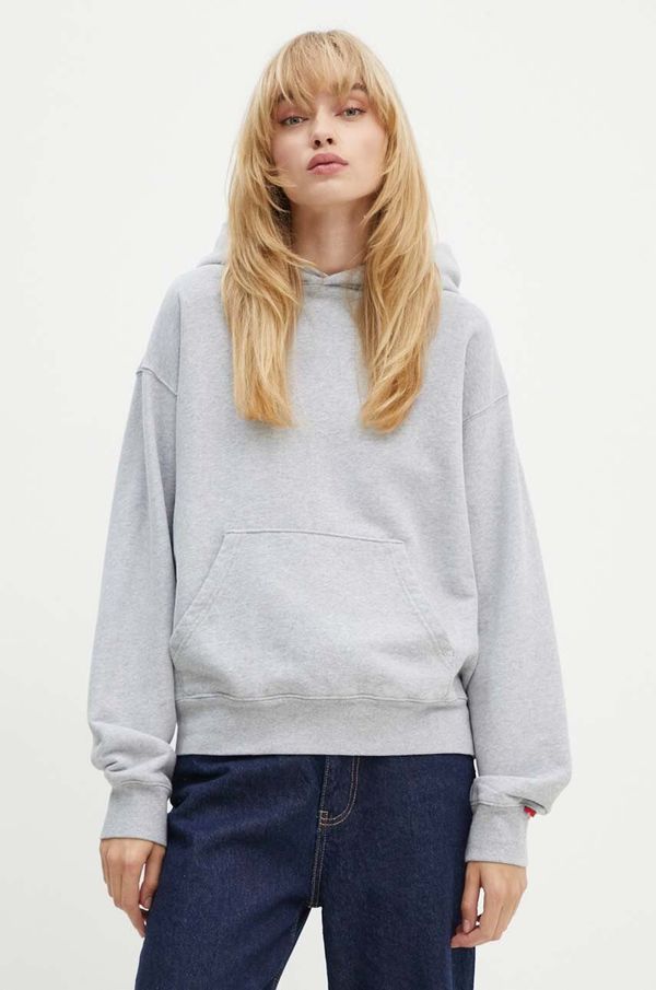 Levi's Pamučna dukserica Levi's za žene, boja: siva, s kapuljačom, melanž, A8790