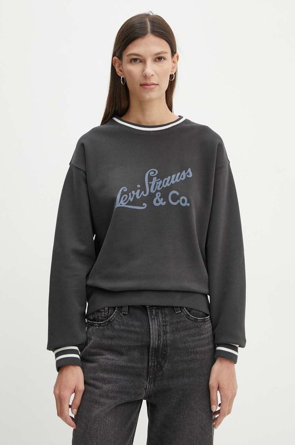 Levi's Pamučna dukserica Levi's za žene, boja: siva, s tiskom, 0002L