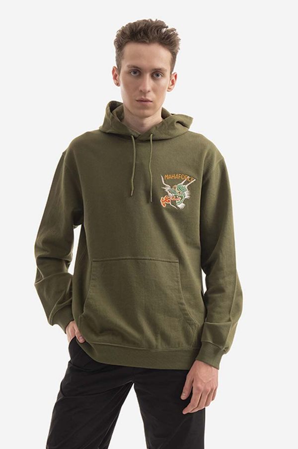 Maharishi Pamučna dukserica Maharishi Force Embroidered za muškarce, boja: zelena, s kapuljačom, s aplikacijom, 8076.OLIVE-OLIVE