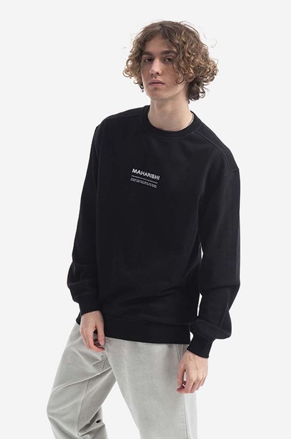 Maharishi Pamučna dukserica Maharishi Miltype Embroidered Crew Sweat za muškarce, boja: crna, s tiskom, 7011.BLACK-BLACK