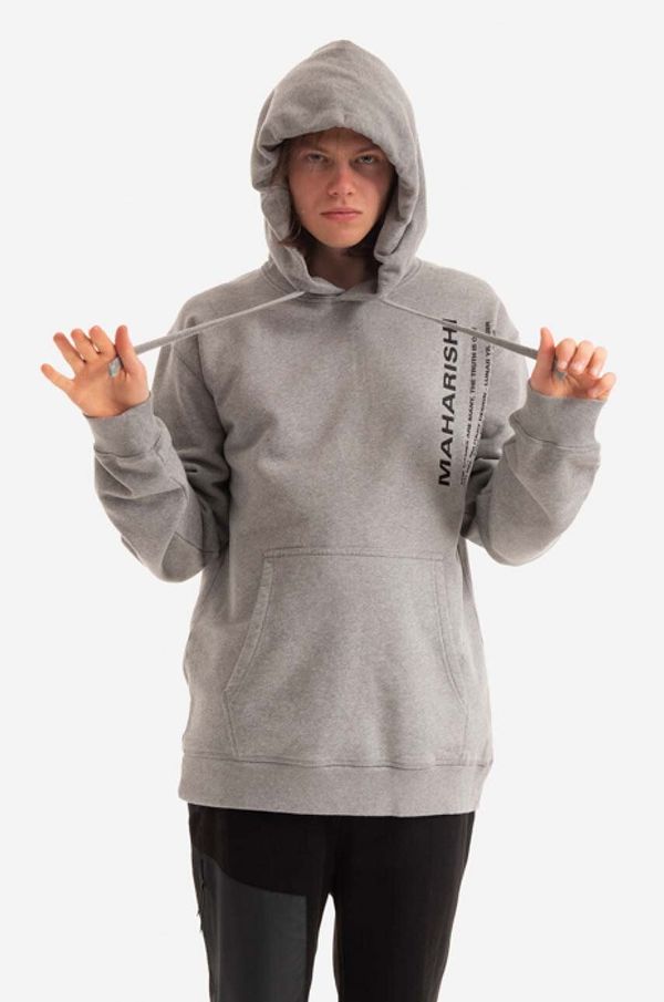 Maharishi Pamučna dukserica Maharishi Miltype Hooded sweat Organic 420 9756 GREY MARL za muškarce, boja: siva, s kapuljačom, s aplikacijom, 9756.MARL-MARL