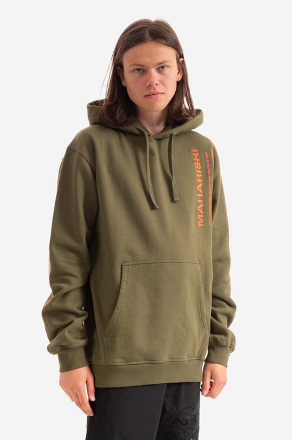 Maharishi Pamučna dukserica Maharishi Miltype Hooded sweat Organic 420 9756 OLIVE za muškarce, boja: zelena, s kapuljačom, s aplikacijom, 9756.OLIVE-OLIVE