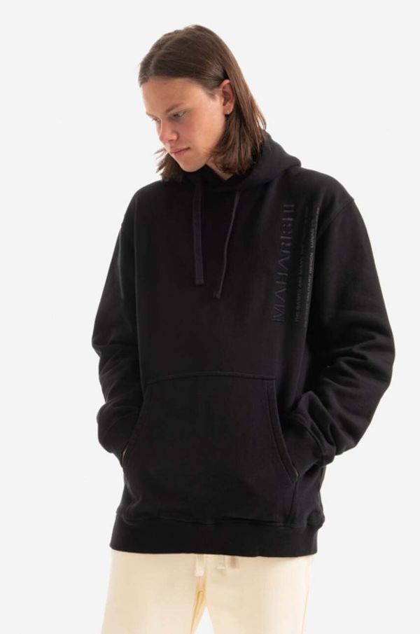 Maharishi Pamučna dukserica Maharishi Miltype Hooded sweat Organic za muškarce, boja: crna, s kapuljačom, s aplikacijom, 9756.BLACK-BLACK