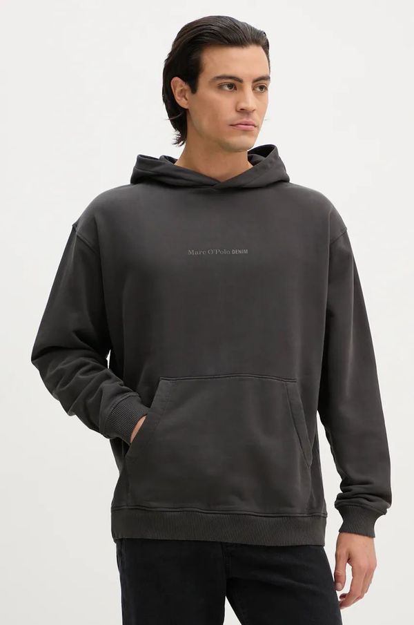 Marc O'Polo Pamučna dukserica Marc O'Polo DENIM za muškarce, boja: siva, s kapuljačom, s tiskom, 5000005312