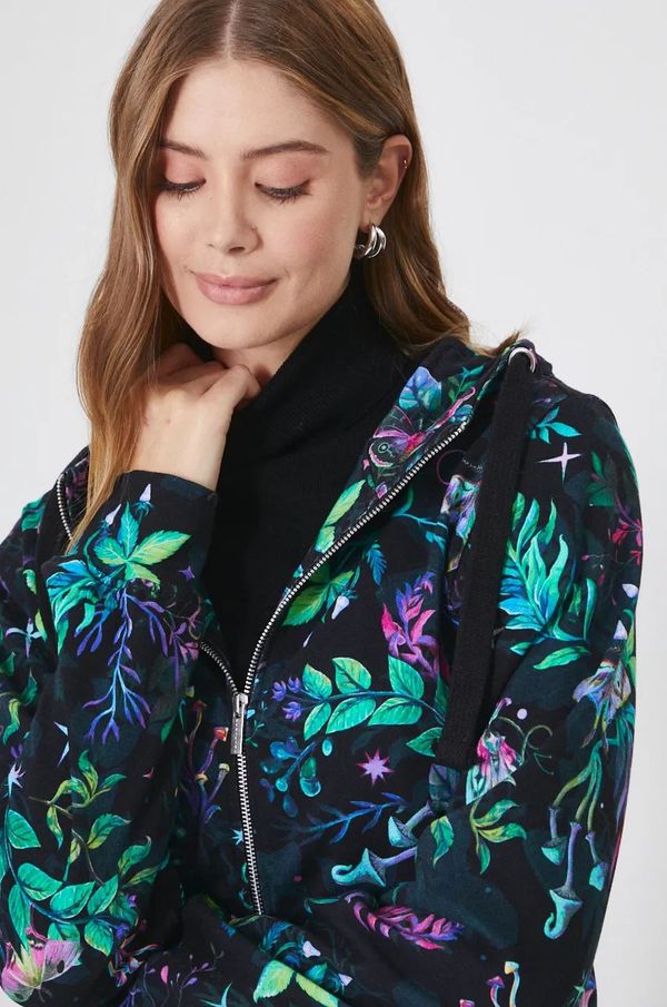 Medicine Pamučna dukserica Medicine za žene, boja: crna, s kapuljačom, s uzorkom