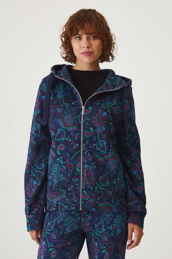 Medicine Pamučna dukserica Medicine za žene, boja: tamno plava, s kapuljačom, s uzorkom