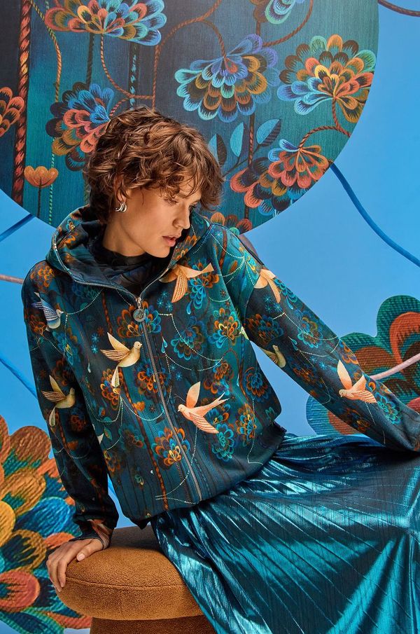 Medicine Pamučna dukserica Medicine za žene, boja: tirkizna, s kapuljačom, s uzorkom