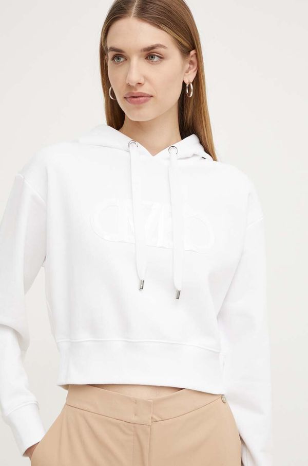 MICHAEL Michael Kors Pamučna dukserica MICHAEL Michael Kors za žene, boja: bijela, s kapuljačom, s aplikacijom