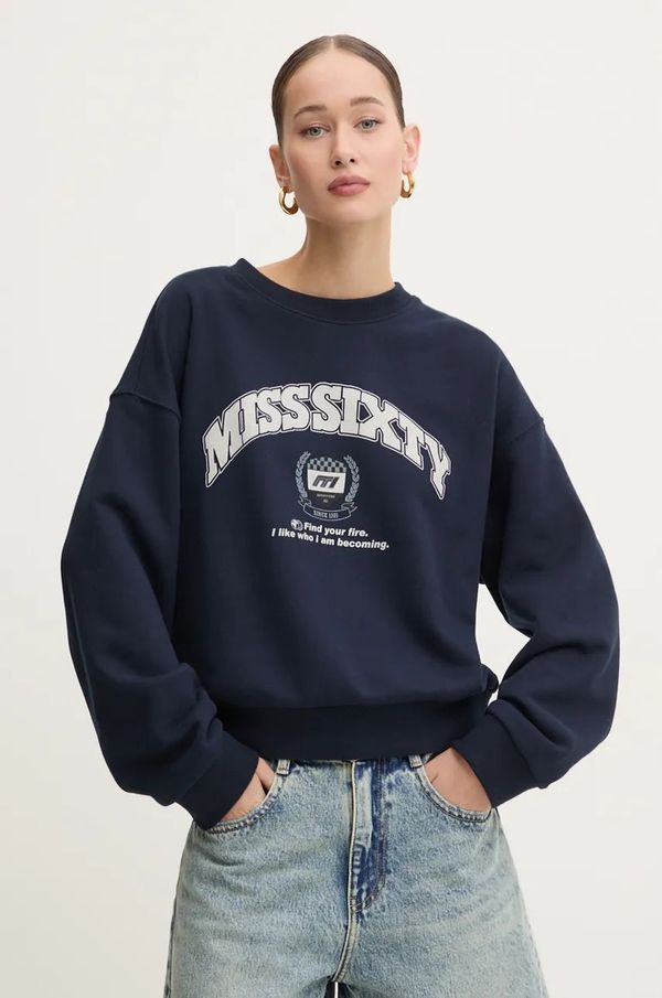 Miss Sixty Pamučna dukserica Miss Sixty za žene, boja: tamno plava, s tiskom, 6L3TJ5420000