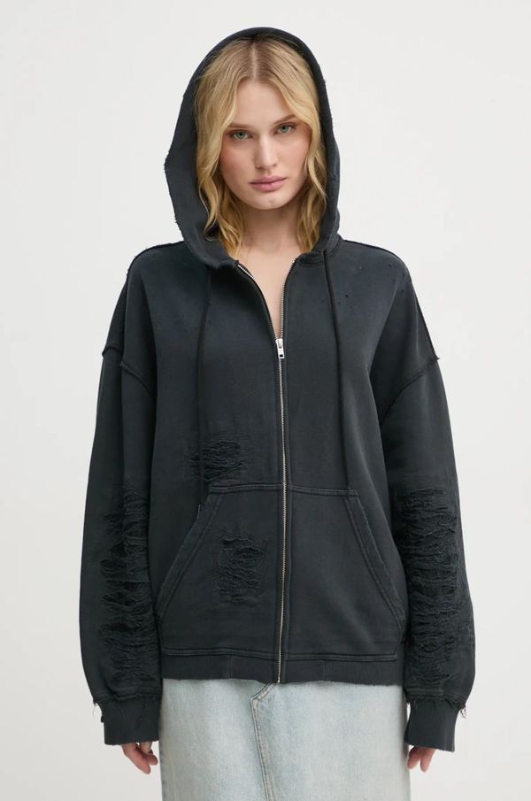 MM6 Maison Margiela Pamučna dukserica MM6 Maison Margiela za žene, boja: siva, s kapuljačom, bez uzorka, S62GU0130.M25004