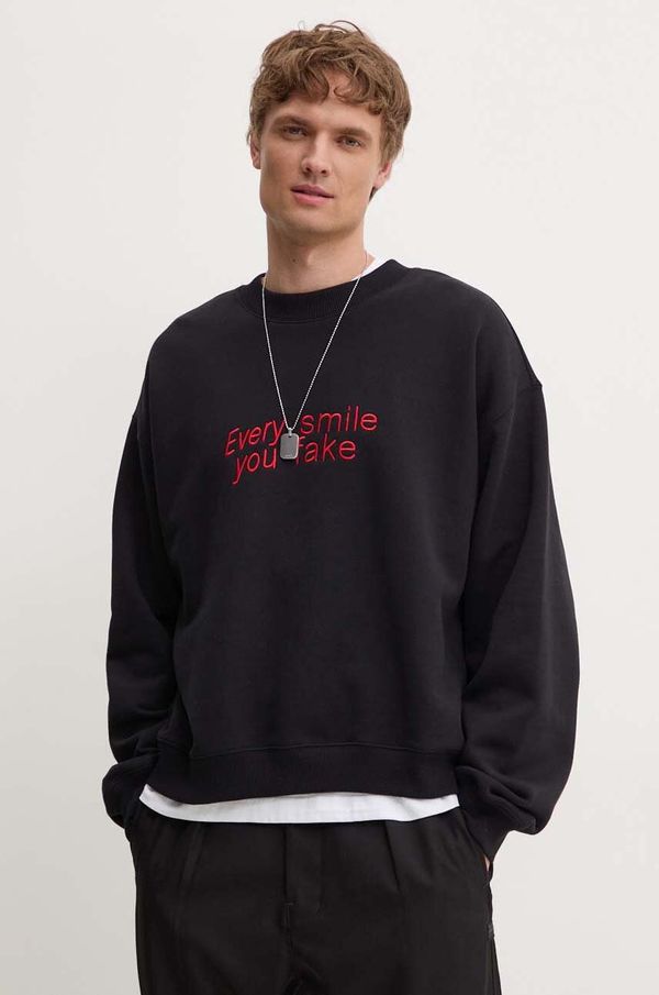 MSGM Pamučna dukserica MSGM za muškarce, boja: crna, s aplikacijom, 3740MM136.247795