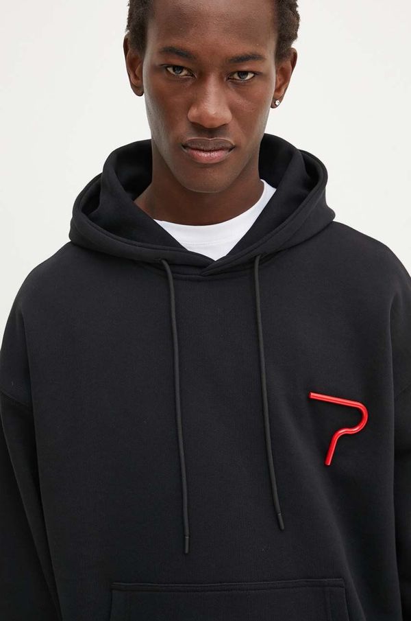 MSGM Pamučna dukserica MSGM za muškarce, boja: crna, s kapuljačom, s aplikacijom, 3740MM133.247795