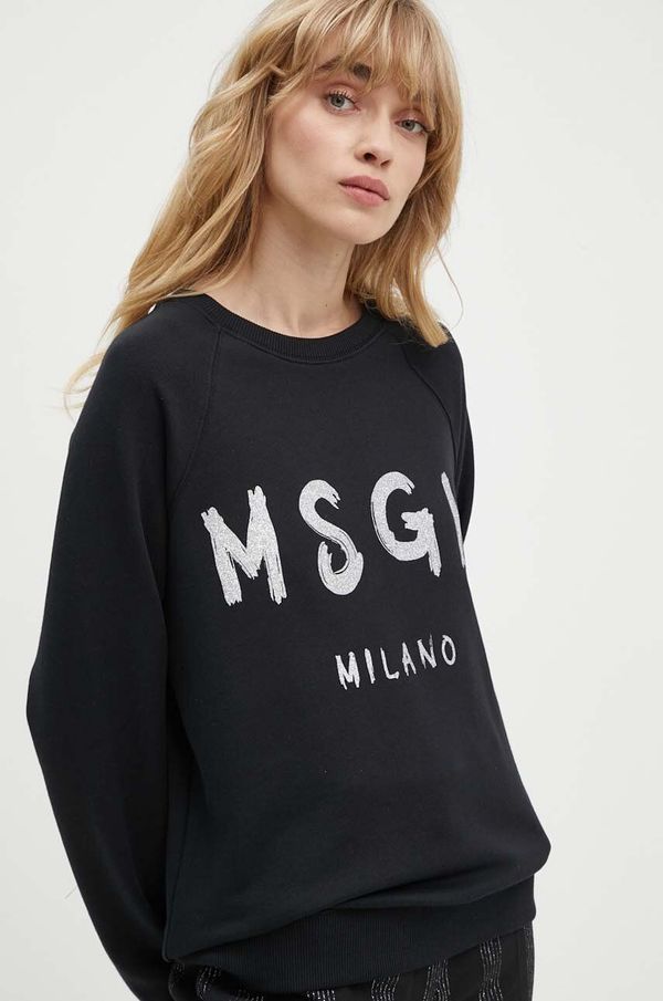 MSGM Pamučna dukserica MSGM za žene, boja: crna, s tiskom, 3741MDM513G.247799