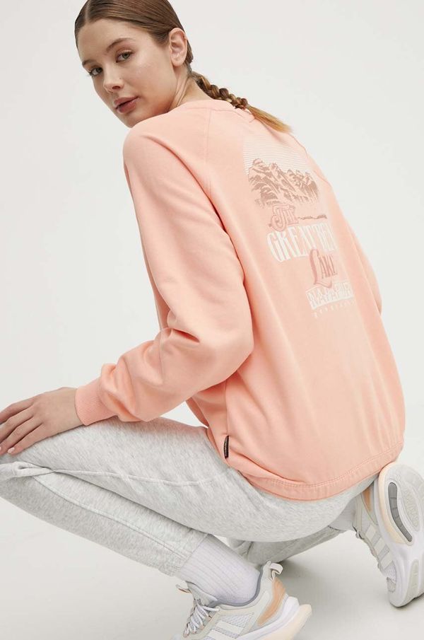 Napapijri Pamučna dukserica Napapijri B-Boyd za žene, boja: narančasta, s tiskom, NP0A4HO3P1I1