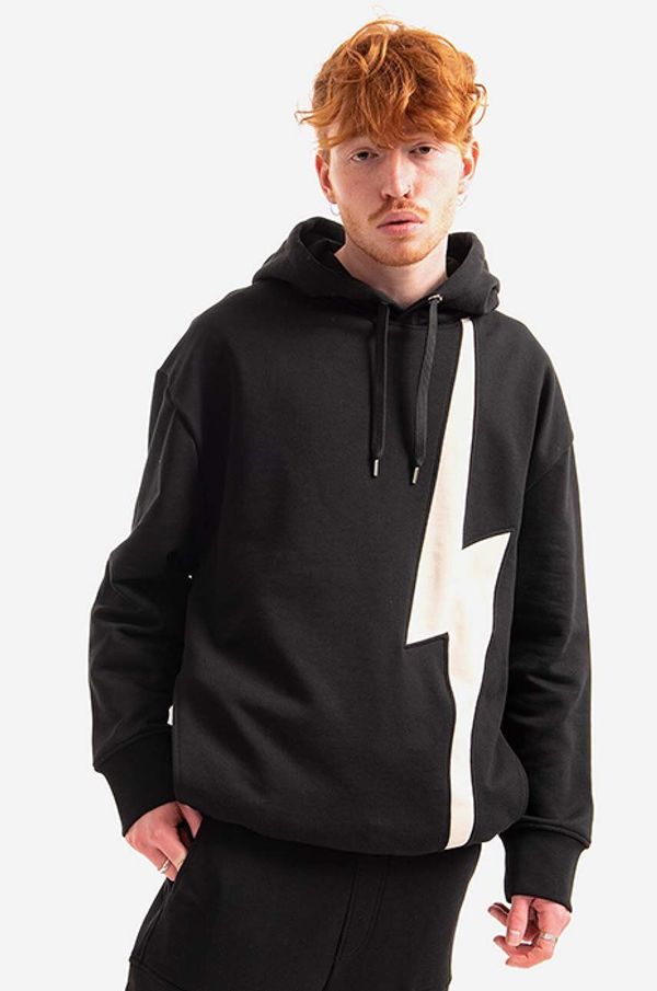 Neil Barrett Pamučna dukserica Neil Barett Easy Hooded Sweatshirt za muškarce, boja: crna, s kapuljačom, s tiskom, BJS059.S500C.1343-black
