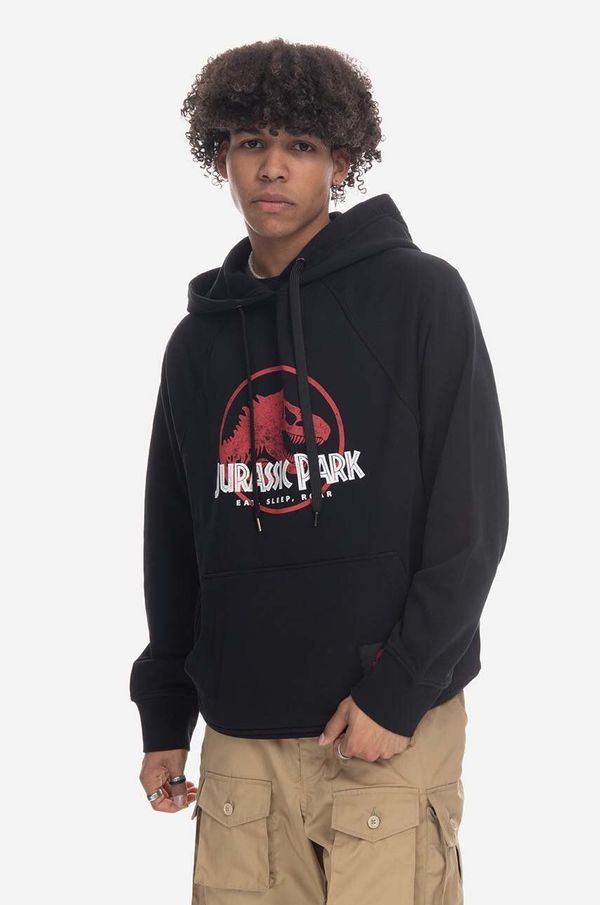 Neil Barrett Pamučna dukserica Neil Barett Jurassic Park Hoodie za muškarce, boja: crna, s kapuljačom, s tiskom, PBJS147.U521S-1133