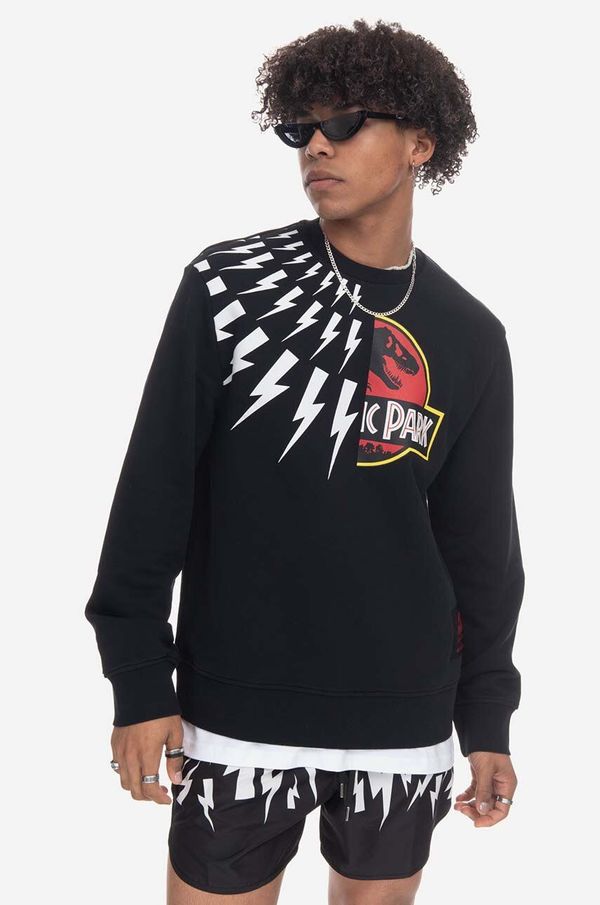 Neil Barrett Pamučna dukserica Neil Barett Jurassic Park Sweatshirt za muškarce, boja: crna, s tiskom, PBJS146.U520S-1495