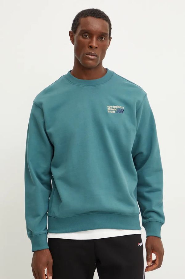 New Balance Pamučna dukserica New Balance za muškarce, boja: zelena, bez uzorka, MT41547NUS