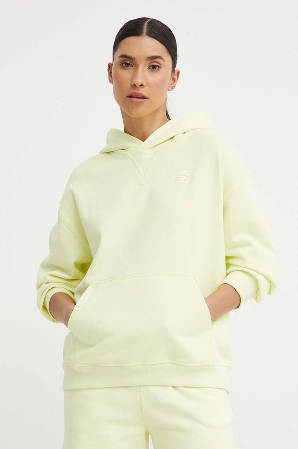 New Balance Pamučna dukserica New Balance za žene, boja: zelena, s kapuljačom, bez uzorka, WT41537LLT