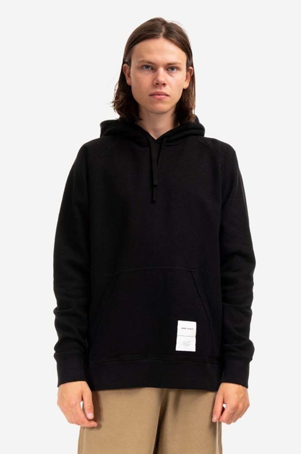 Norse Projects Pamučna dukserica Norse Projects Kristian Tab Series Hood za muškarce, boja: crna, s kapuljačom, bez uzorka, N20.1294.9999-9999