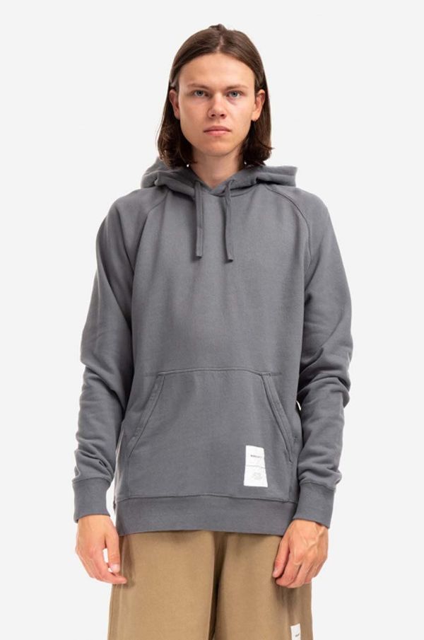 Norse Projects Pamučna dukserica Norse Projects Kristian Tab Series Hood za muškarce, boja: siva, s kapuljačom, bez uzorka, N20.1294.1072-1072