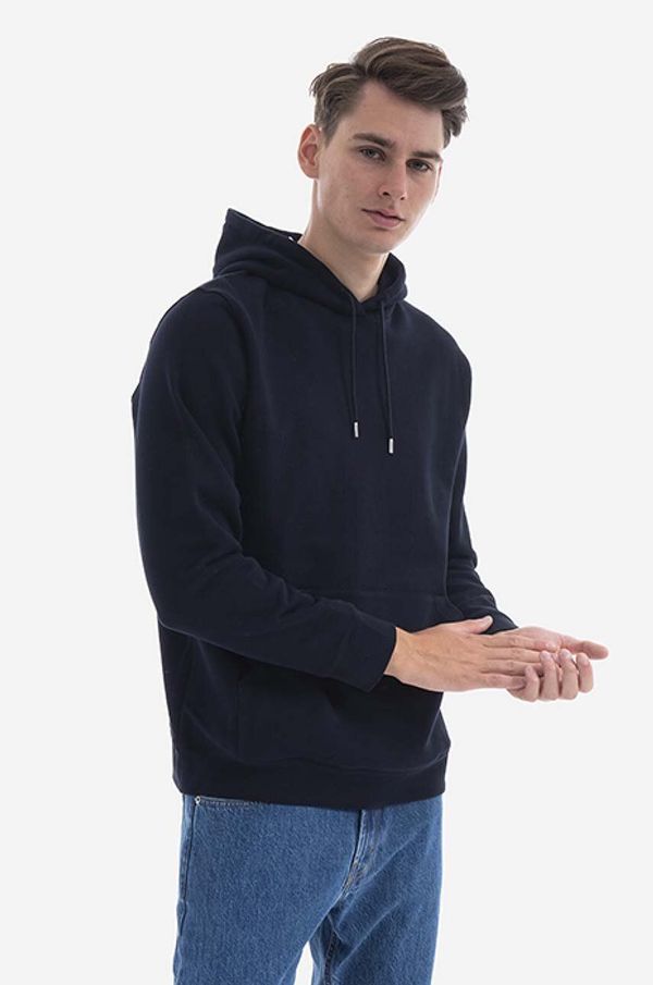 Norse Projects Pamučna dukserica Norse Projects Vagn Classic Hood za muškarce, boja: tamno plava, s kapuljačom, bez uzorka, N20.1276.7004-7004