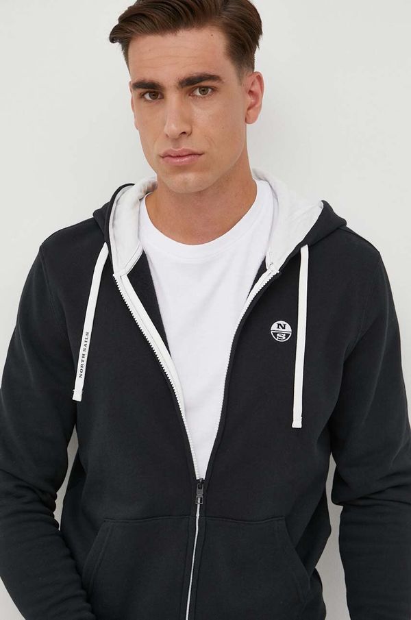 North Sails Pamučna dukserica North Sails za muškarce, boja: crna, s kapuljačom, bez uzorka