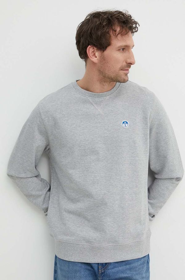 North Sails Pamučna dukserica North Sails za muškarce, boja: siva, bez uzorka