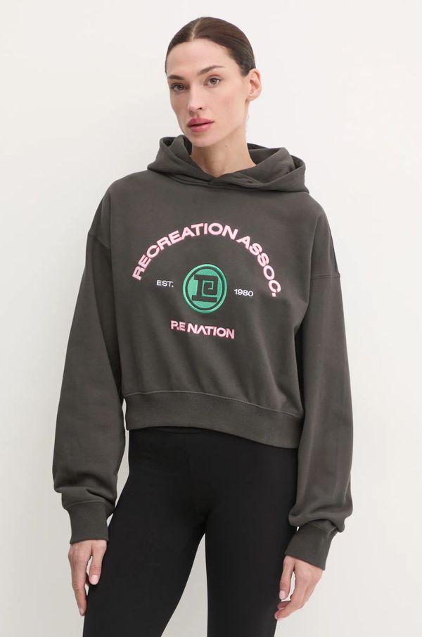 P.E Nation Pamučna dukserica P.E Nation Cresent za žene, boja: siva, s kapuljačom, s tiskom, 244H382