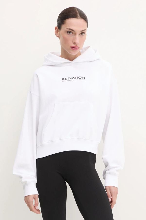 P.E Nation Pamučna dukserica P.E Nation Transition za žene, boja: bijela, s kapuljačom, s tiskom, 244H277