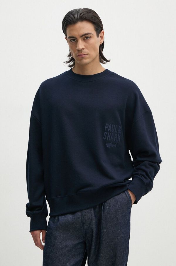 Paul&Shark Pamučna dukserica Paul&Shark za muškarce, boja: tamno plava, s aplikacijom, 14311820