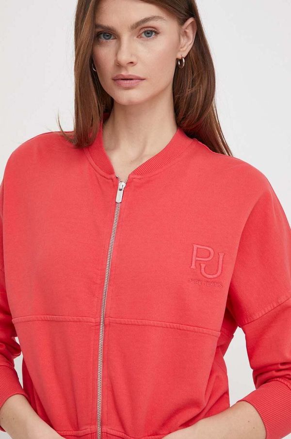 Pepe Jeans Pamučna dukserica Pepe Jeans Hecma za žene, boja: crvena, bez uzorka