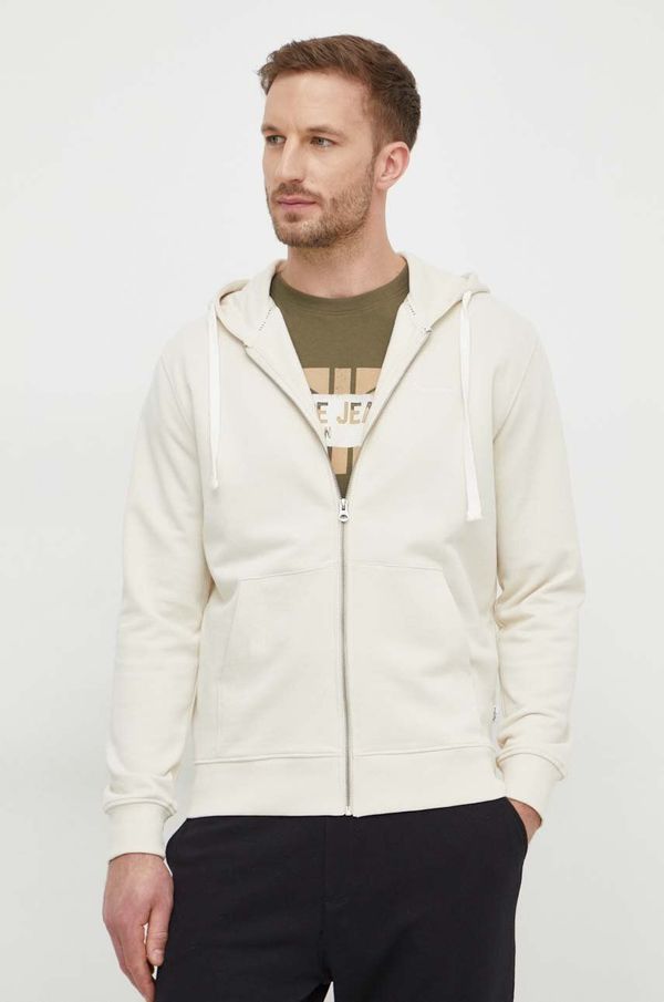 Pepe Jeans Pamučna dukserica Pepe Jeans Joe ZIP za muškarce, boja: bež, s kapuljačom, bez uzorka, PM582572