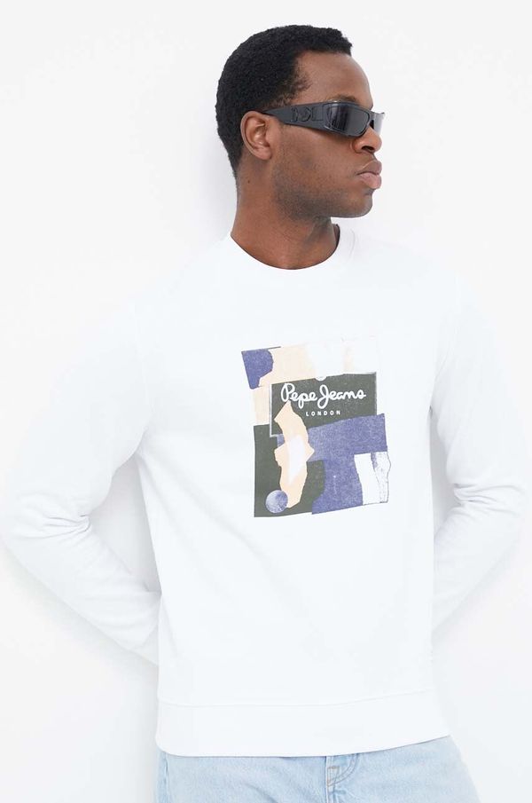 Pepe Jeans Pamučna dukserica Pepe Jeans Oldwive za muškarce, boja: bijela, s tiskom
