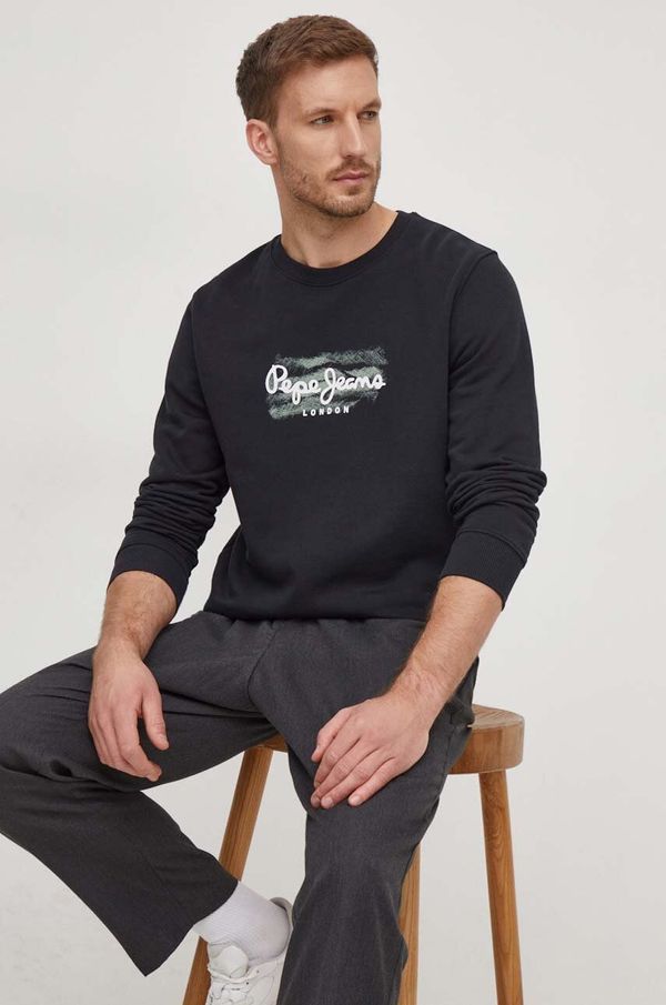 Pepe Jeans Pamučna dukserica Pepe Jeans Robinson za muškarce, boja: crna, s tiskom