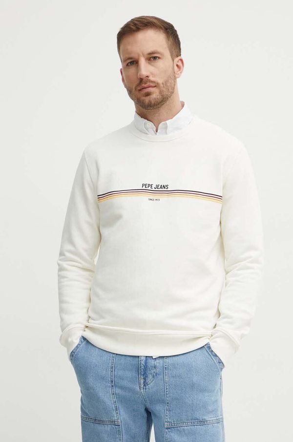 Pepe Jeans Pamučna dukserica Pepe Jeans SANDER za muškarce, boja: bež, s tiskom, PM582693