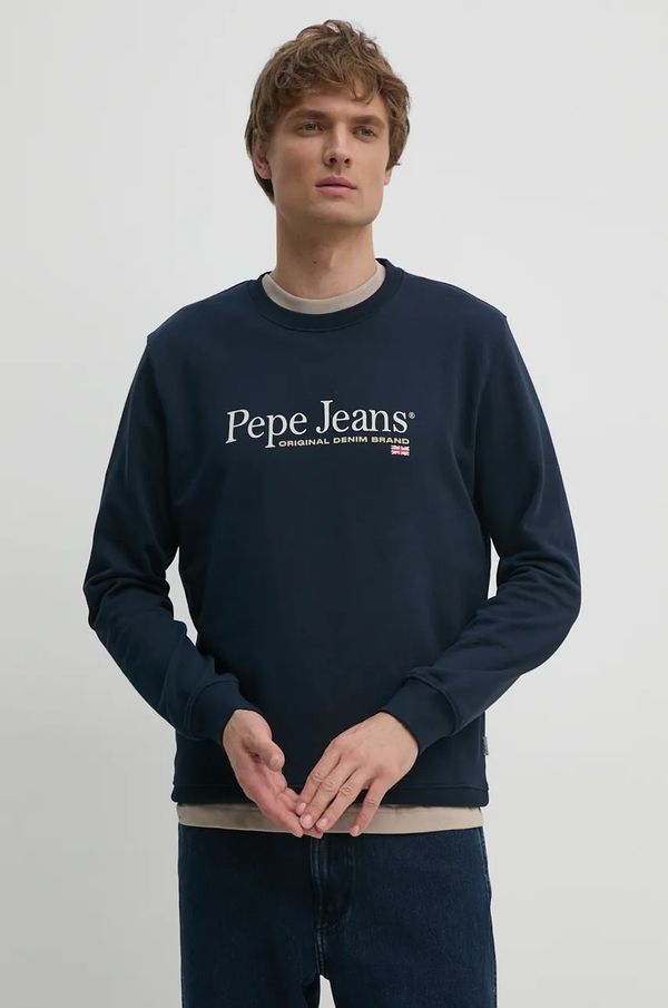 Pepe Jeans Pamučna dukserica Pepe Jeans SEAN za muškarce, boja: tamno plava, s tiskom, PM582699