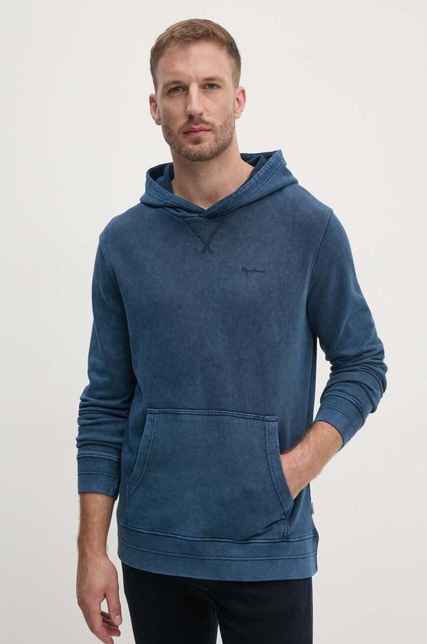 Pepe Jeans Pamučna dukserica Pepe Jeans SILVERTON HOODIE za muškarce, boja: tamno plava, s kapuljačom, bez uzorka, PM582713