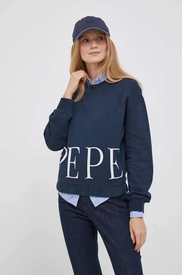 Pepe Jeans Pamučna dukserica Pepe Jeans Victoria za žene, boja: tamno plava, s tiskom
