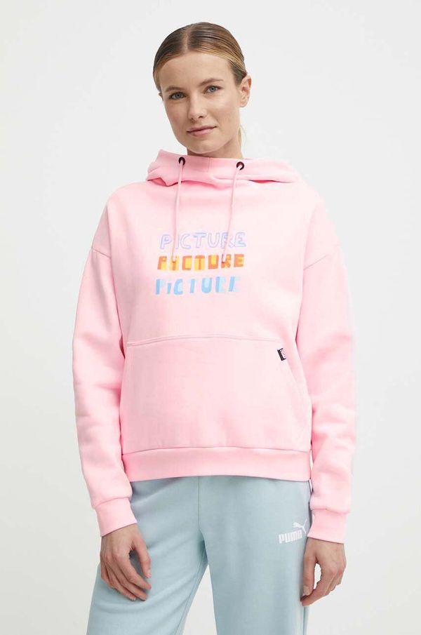 Picture Pamučna dukserica Picture Bail za žene, boja: ružičasta, s kapuljačom, s tiskom, WSW335