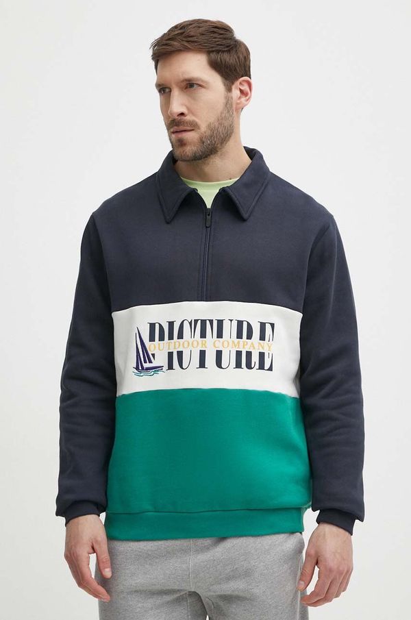 Picture Pamučna dukserica Picture Carawa za muškarce, boja: tamno plava, s uzorkom, MSW439