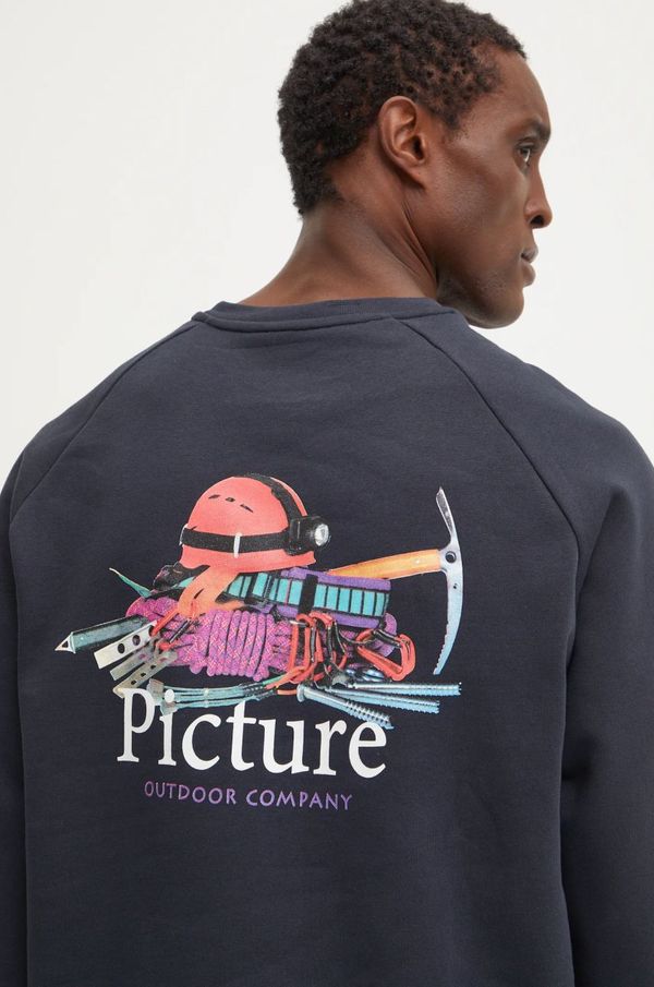 Picture Pamučna dukserica Picture Toanah za muškarce, boja: tamno plava, s tiskom, MSW0459